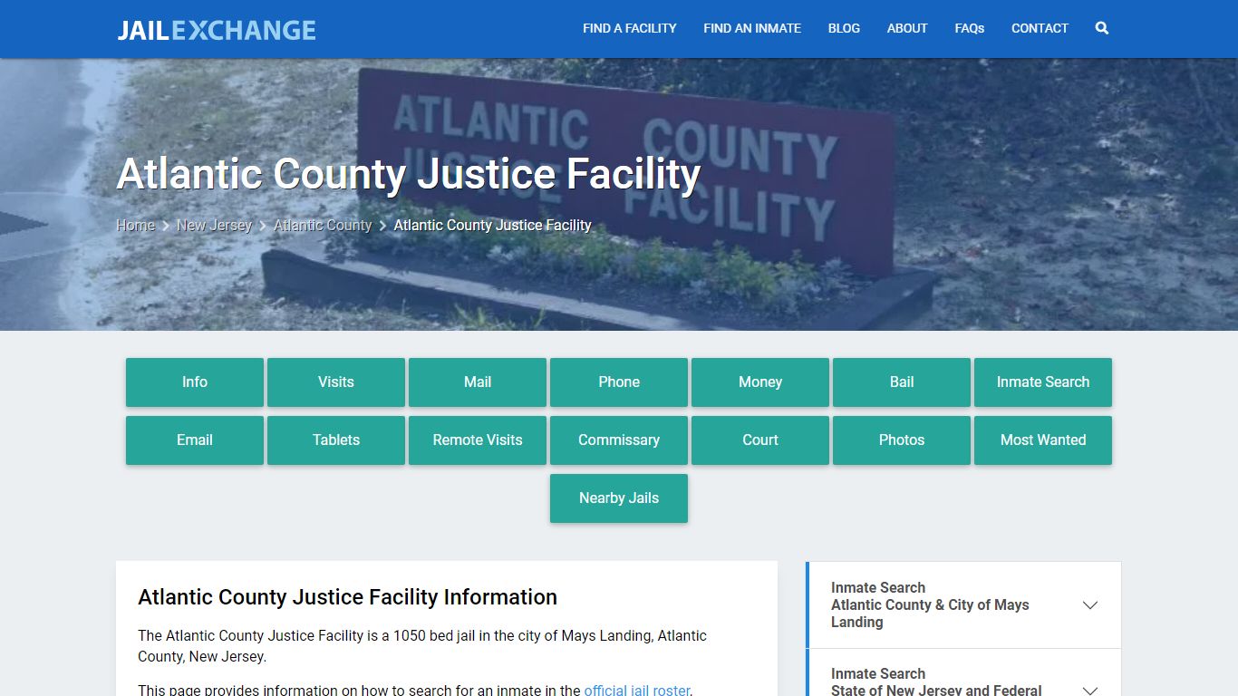 Atlantic County Justice Facility, NJ Inmate Search, Information